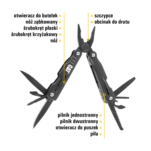 Multitool 13w1 czarny CAT 13-in-1 Multi-Function Tool