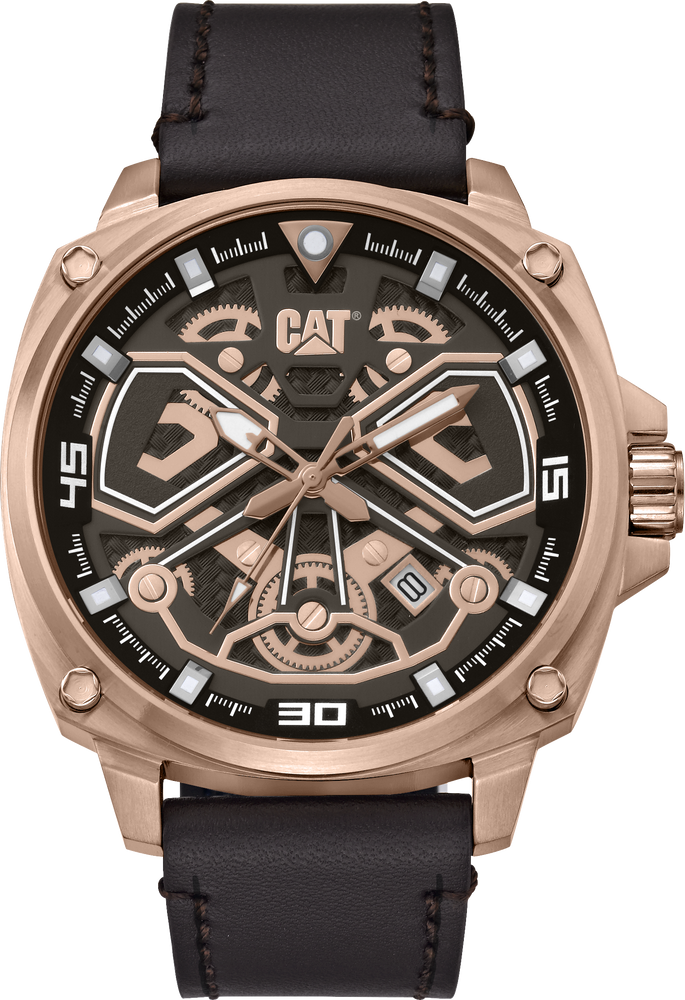 Zegarek stalowy CAT Tokyo 3HD 44mm - skórzany pasek - 599,00 zł