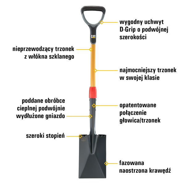 Szpadel ogrodowy z prostym blatem CAT K-Series D-Handle Garden Spade