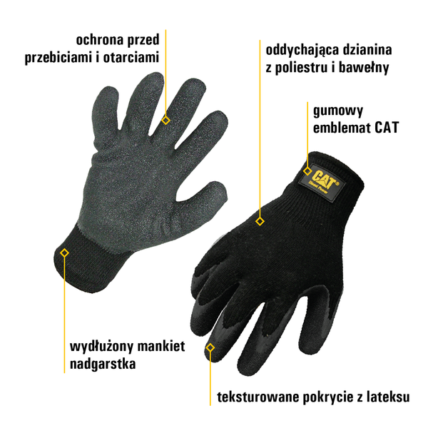 CAT rękawice Breathable poly/cotton/latex palm L