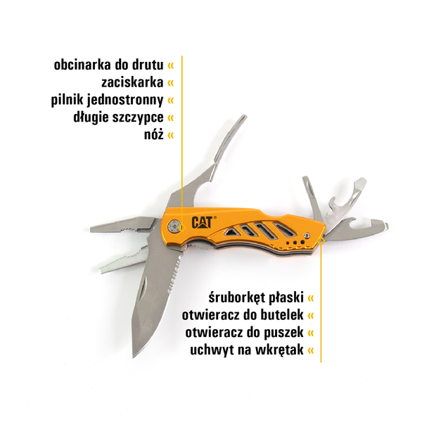 Zestaw Multitool podwójny z nożem i bitami + brelok CAT