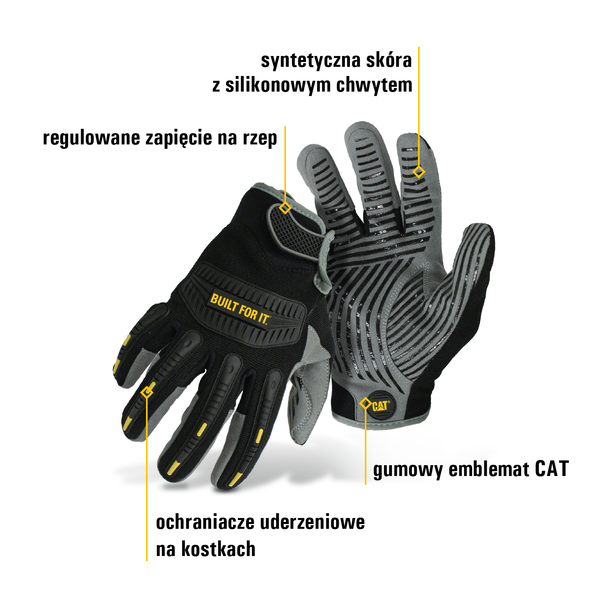 Rękawice robocze z silikonowym chwytem, rozmiar M CAT