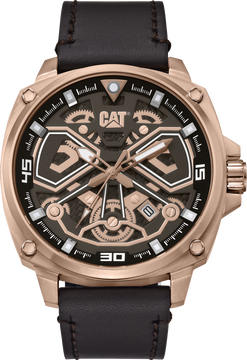 Zegarek stalowy CAT Tokyo 3HD 44mm - skórzany pasek