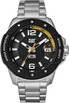 Zegarek stalowy CAT Shockmaster Evo 3H date BLK/YLW - stalowy pasek